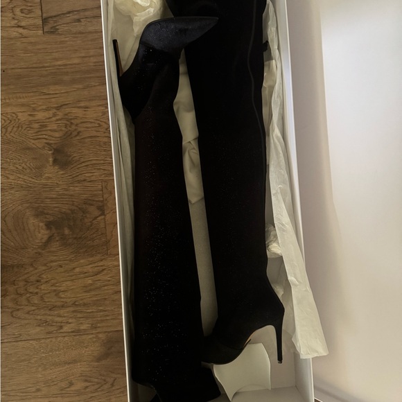 BALMAIN Amazone Thigh-High Glitter Velvet Boots - Picture 13 of 15